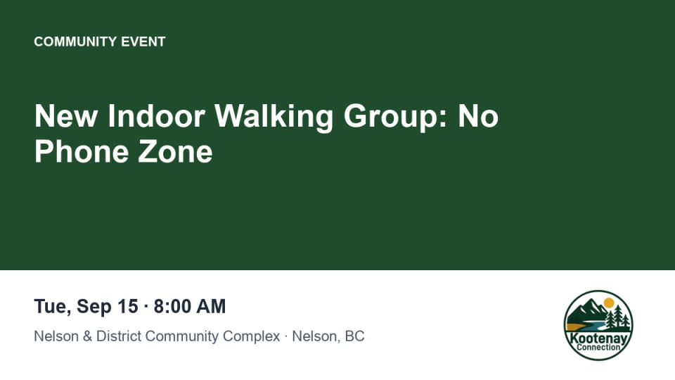 New Indoor Walking Group: No Phone Zone