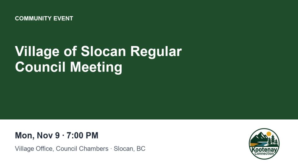 Village of Slocan Regular Council Meeting
